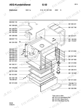 Взрыв-схема плиты (духовки) Aeg 500V-W S 400V - Схема узла Section2